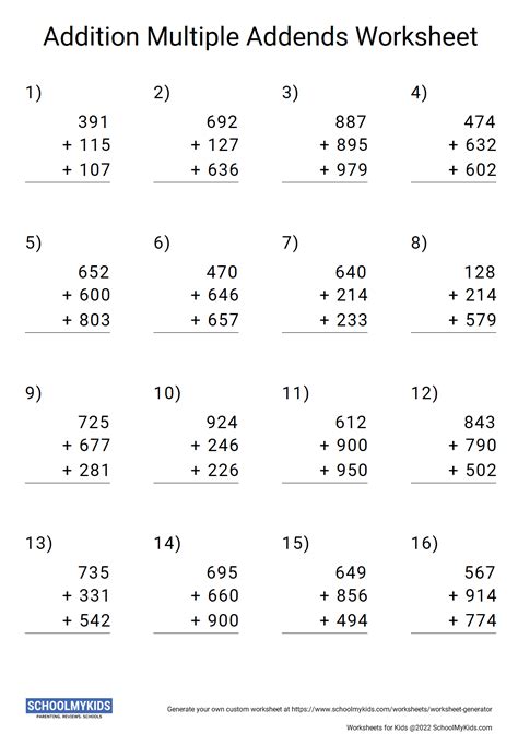 Basic Addition Worksheets (Addends 0